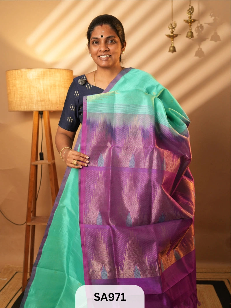 PURE HANDLOOM SILK COTTON SAREE | TEMPLE BORDER