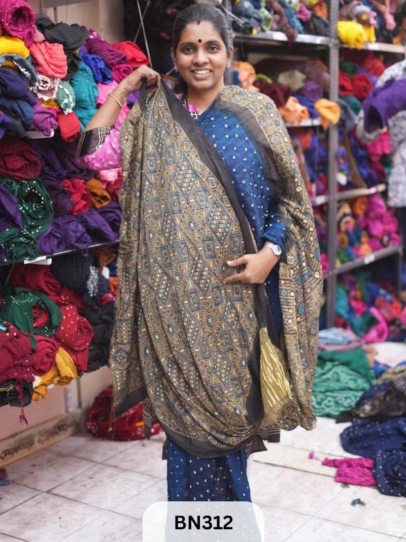 MODAL GAJI - AJRAKH BANDHINI SAREE