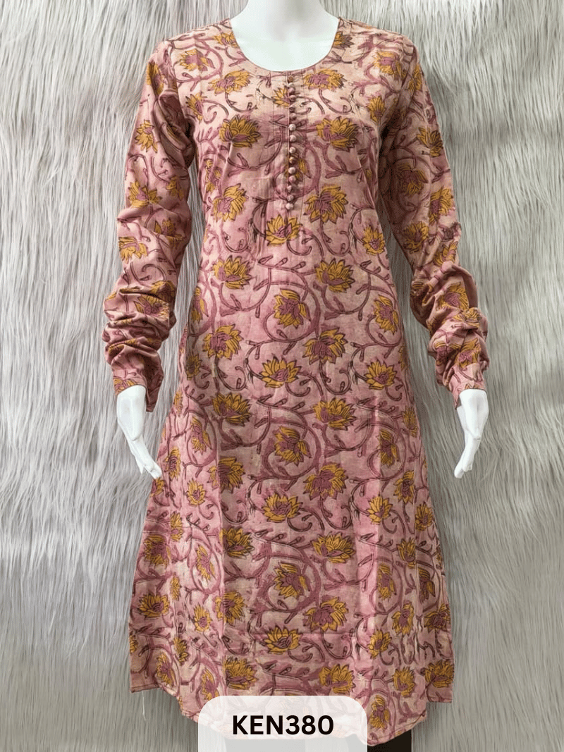 COTTON VANASPATHI A-LINE KURTI WITH POCKET