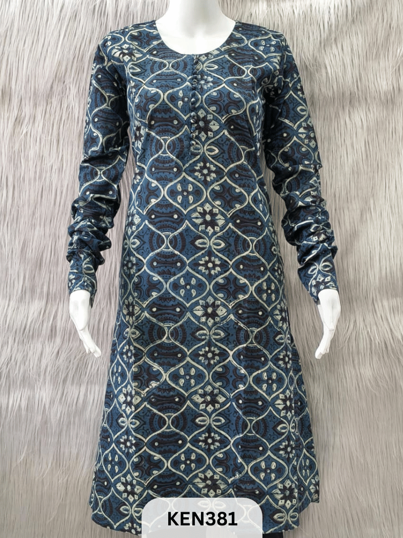 COTTON VANASPATHI A-LINE KURTI WITH POCKET