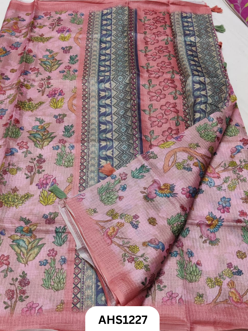 Soft Silk Kota Digital Print Saree With Blouse