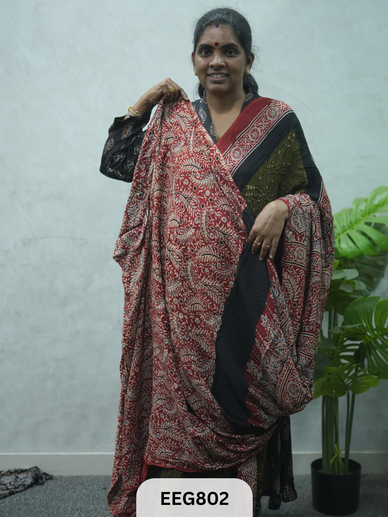 MODAL AJRAKH BANDHEJ SAREE