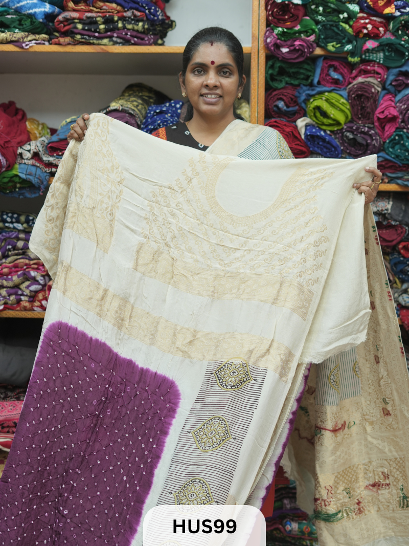 PURE DOLA SILK WITH AJRAKH MINAKARI PALLU