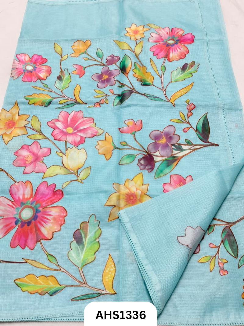 Soft Silk Kota Patch Work Saree With Blouse