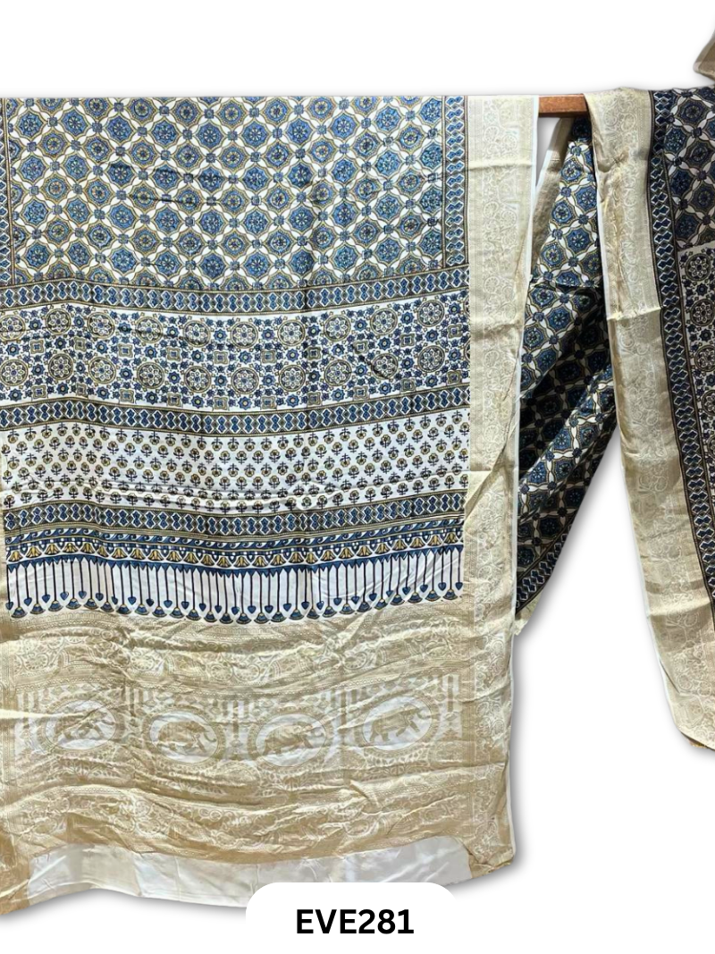 Dola Silk Ajrakh Saree