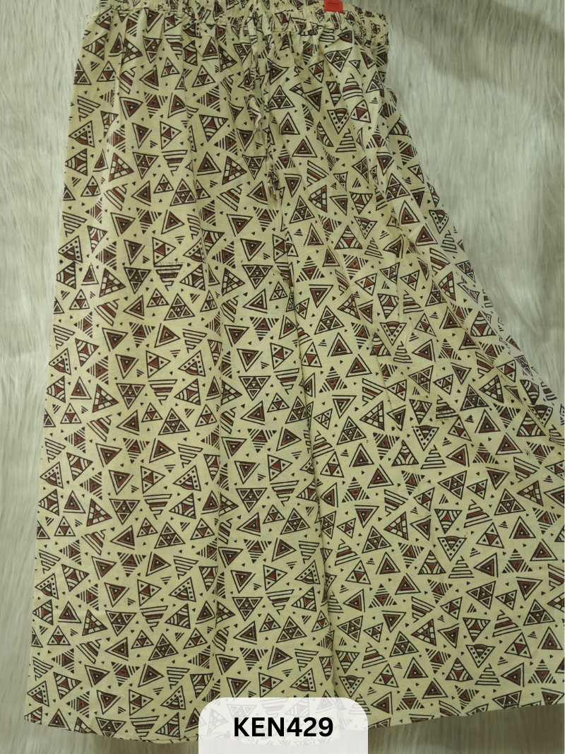 PLAZO HANDBLOCK PANT-FREE SIZE(22 to 40 INCH)