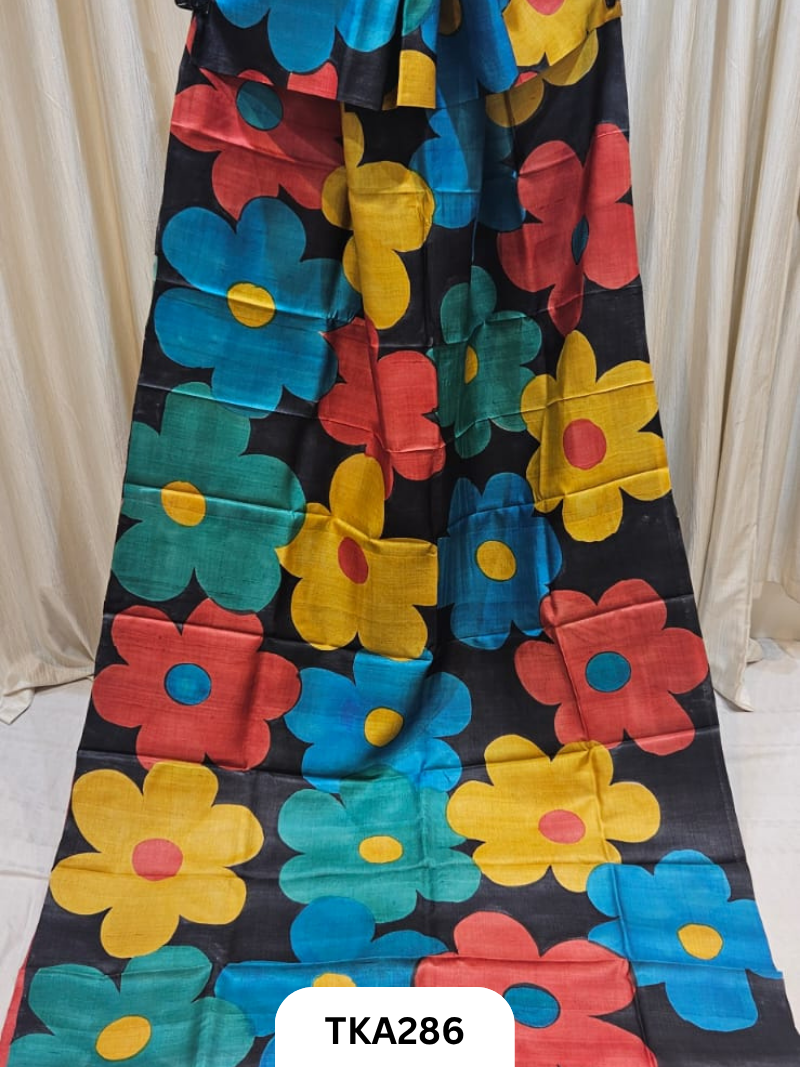 PURE HANDOWEN TUSSAR HAND PAINTED SAREE