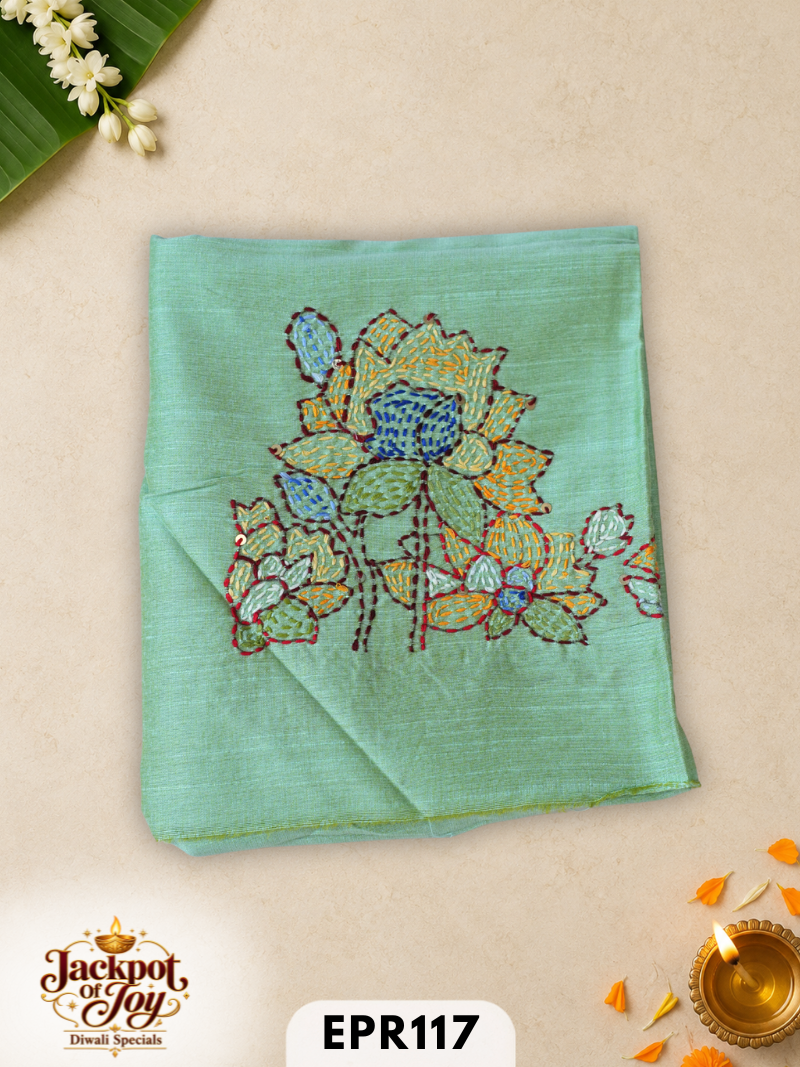 Raw silk with Kantha Blouse