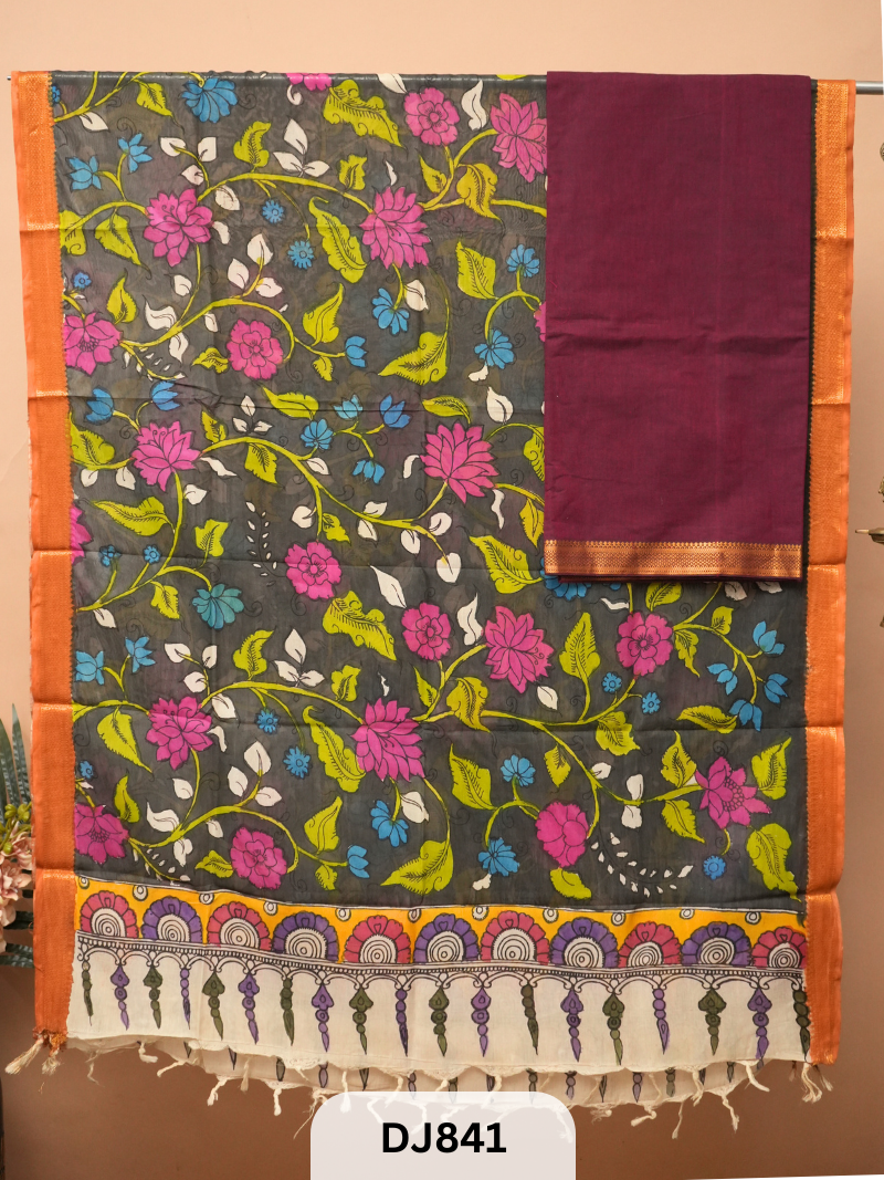 MANGALGIRI PATTU TOP AND PENKALAMKARI DUPPATA - 2 PCS