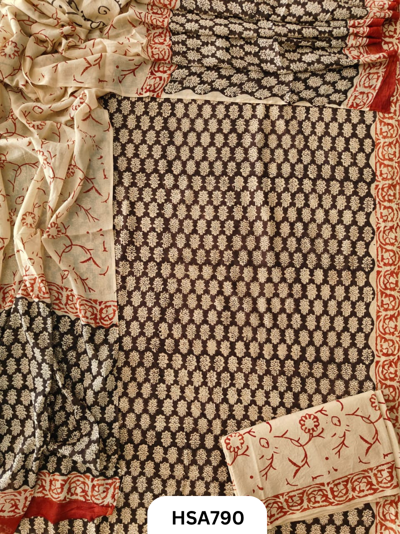 Exclusive Bagru Handblock Print Salwar Suit 3pcs