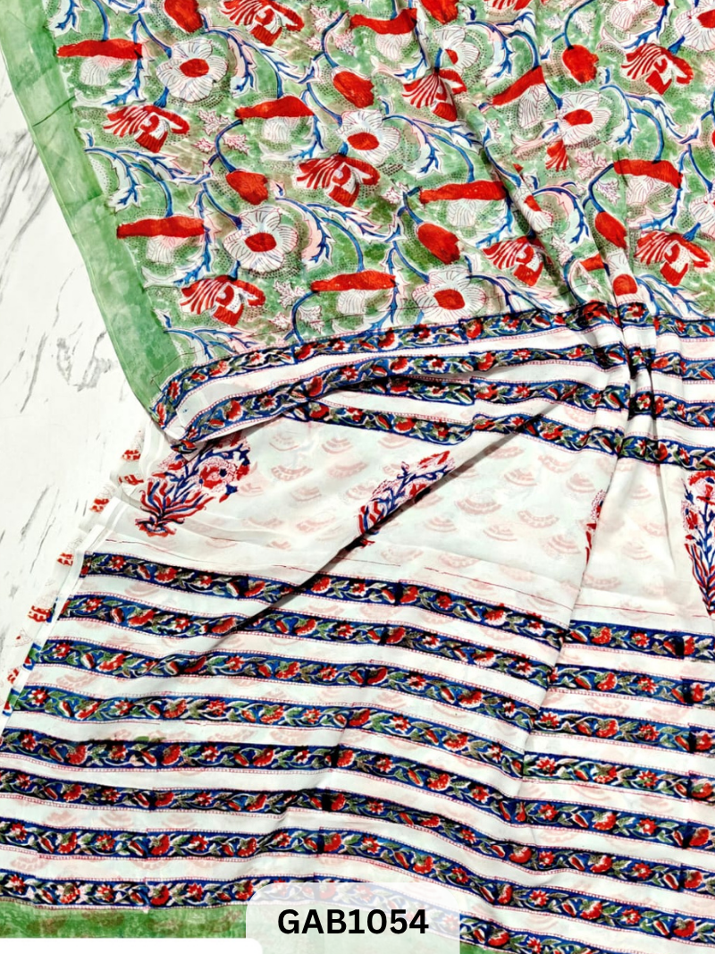 Premium Hand Block Printed Georgette Sarees with Blouse