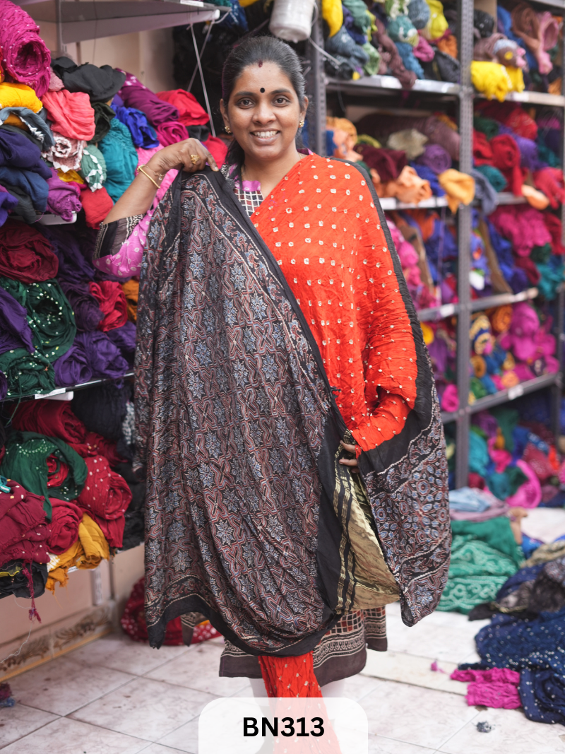 MODAL GAJI - AJRAKH BANDHINI SAREE