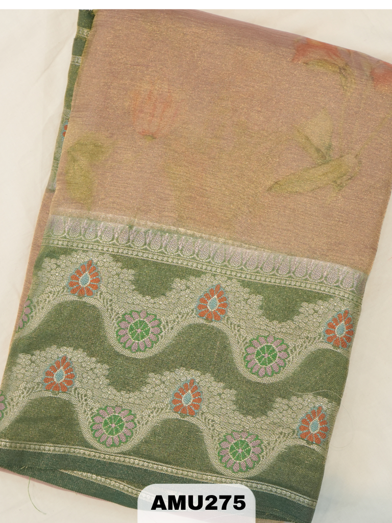 BANARAS RUSSIAN SILK SAREE WITH PRINTED