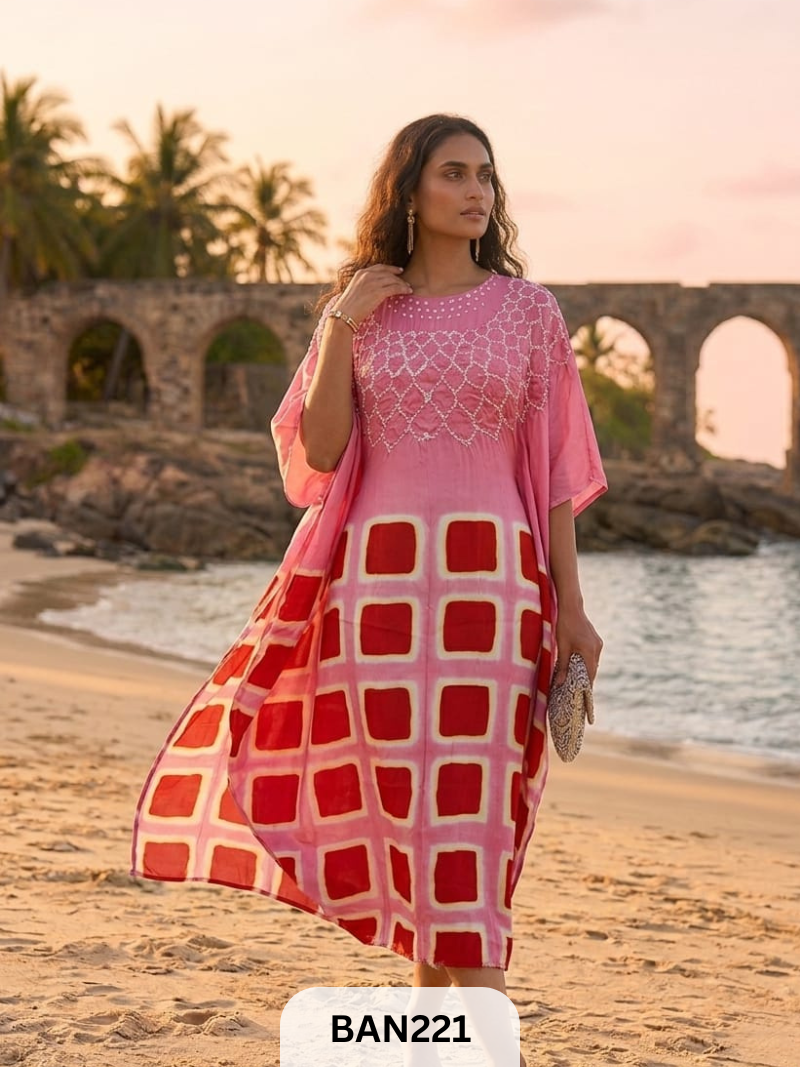 MODAL GUL NECK CLAMP DYE UNSTITCHED KAFTAN