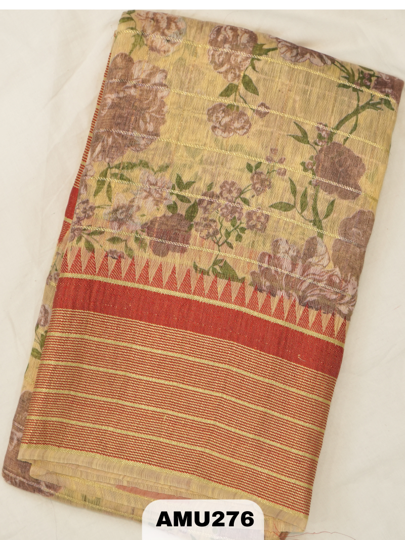BANARAS RUSSIAN SILK SAREE WITH PRINTED