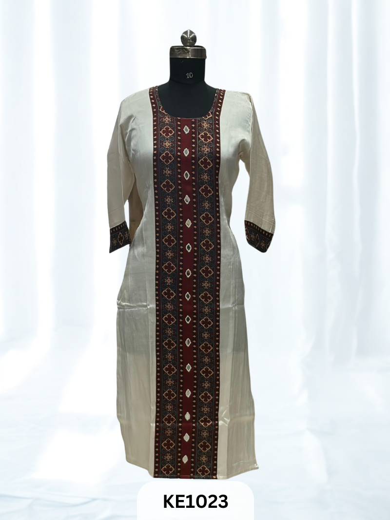 MASHRU SILK PANEL WITH MIRROR WORK - KURTI