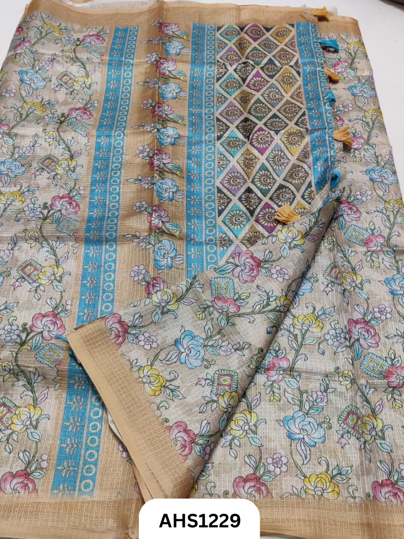 Soft Silk Kota Digital Print Saree With Blouse