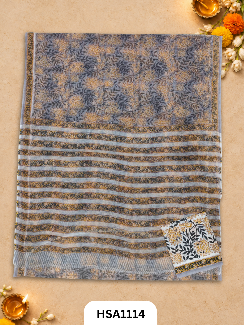 Hand Block Printed Traditional Designs & Multi Colour Combinations Kota Doria Sarees