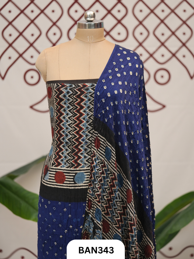 Modal Bandhini 3pcs Salwar Suit With Lagdi Patta Dupatta