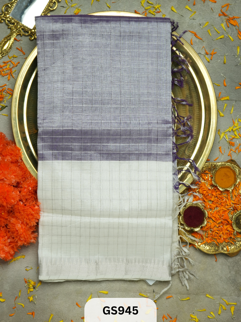 Mangalgiri Pattu 50/50 zari check saree