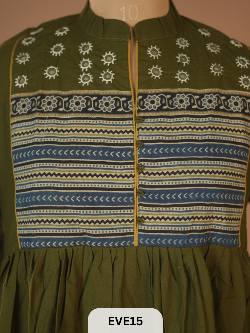 PURE COTTON KURTI WITH MIRROR WORK