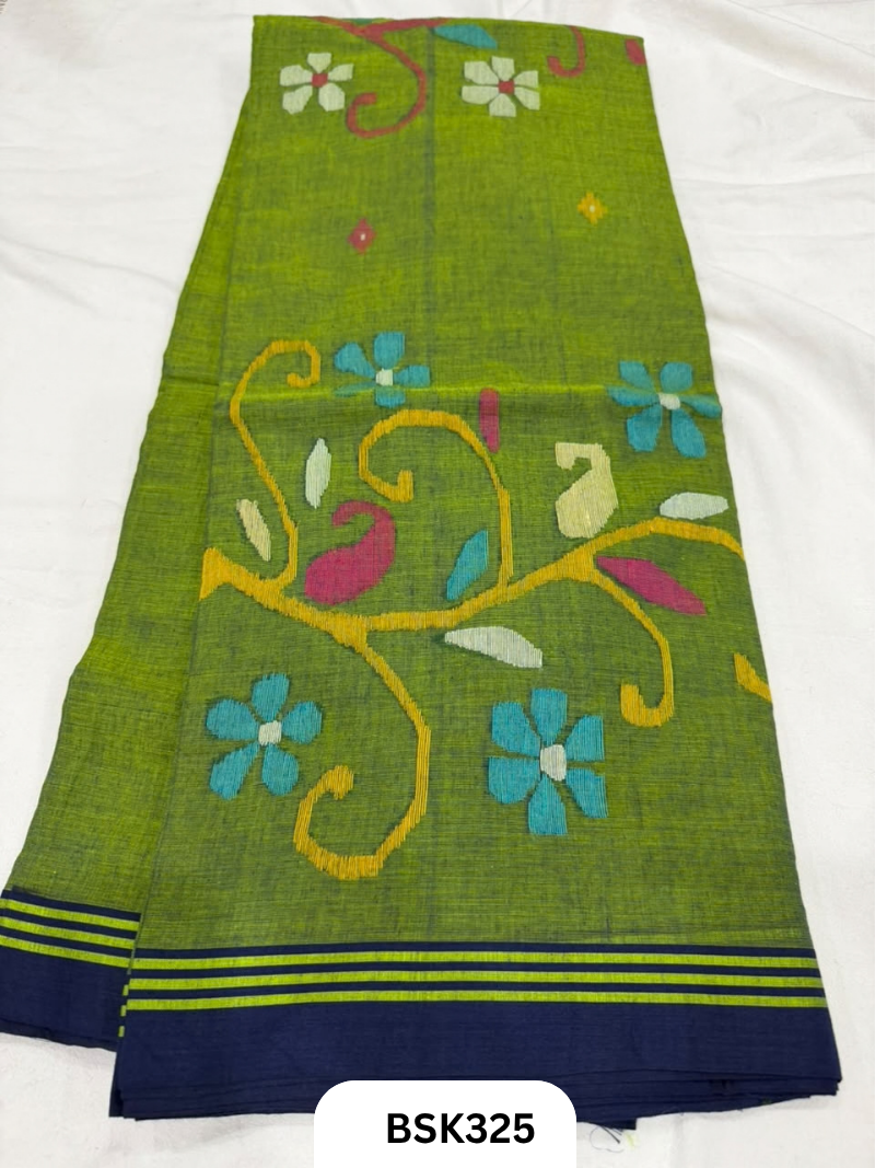 Handloom Pure Mul Cotton With Jamdhani Weave Saree