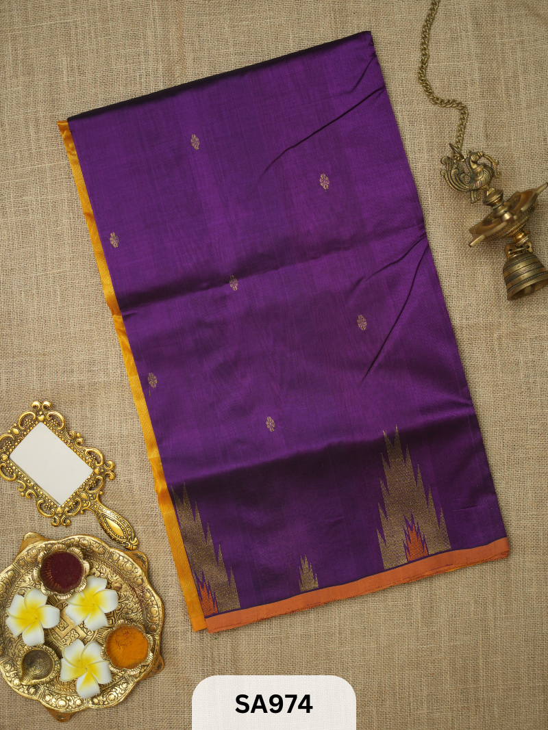 PURE HANDLOOM SILK COTTON SAREE | TEMPLE BORDER