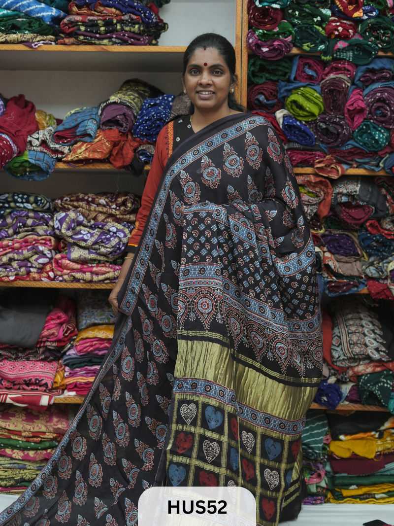 VISCOSE AJRAKH WITH GHARCHOLA PALLU