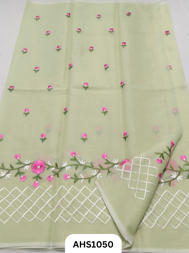 Kota Cotton Embroidery Work Saree with Blouse