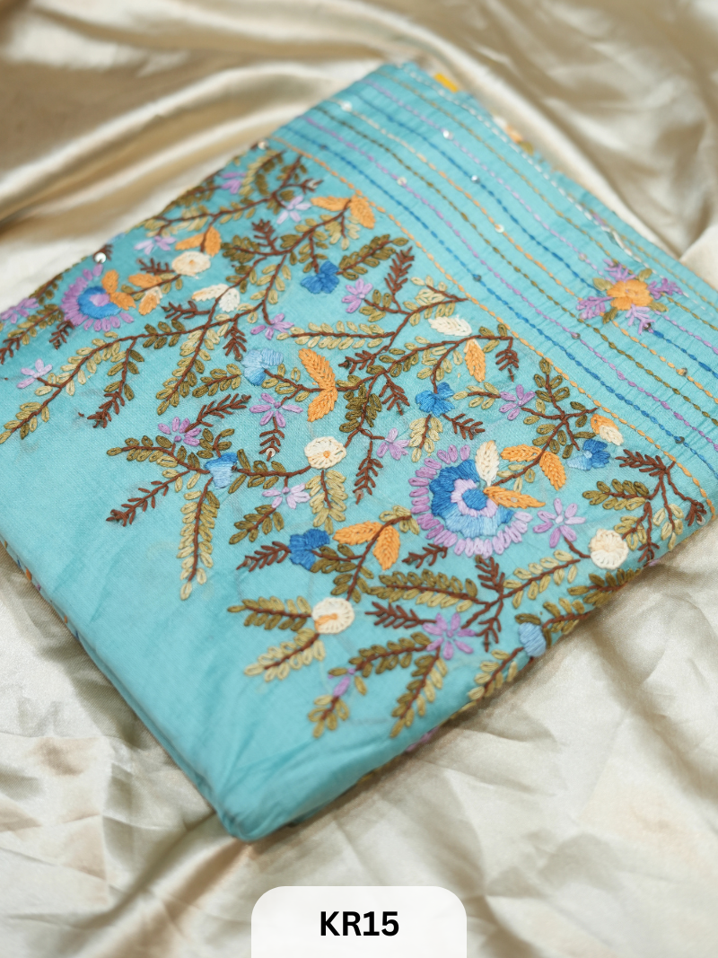 DUPION SILK WITH PURE HAND KANTHA HEAVY