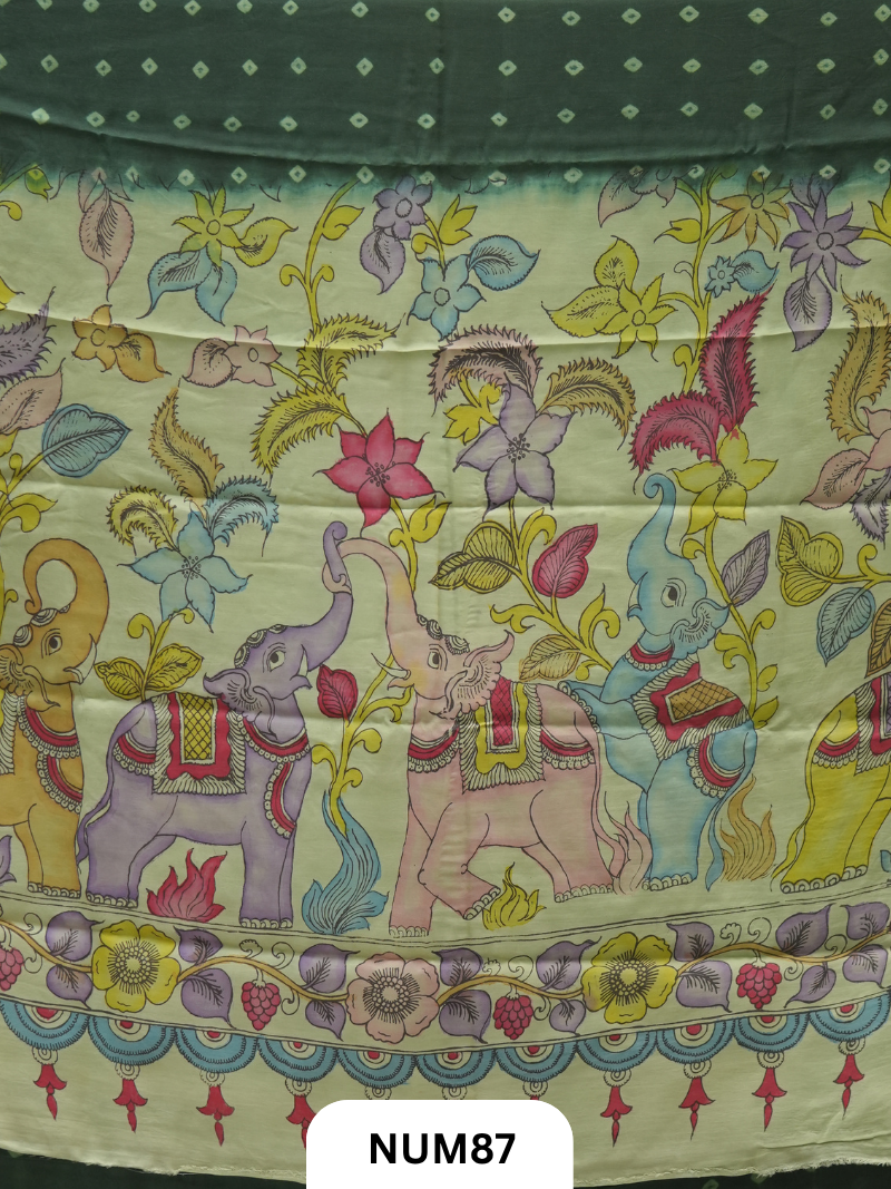 Modal Bandhini With Pure Penkalamkari Pallu And Blouse