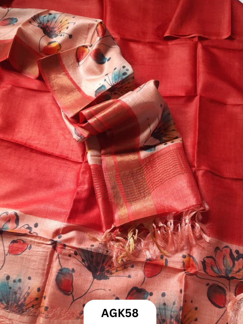 Premium Tussar Silk Hand-Painted Salwar Set – Silk Mark Certified