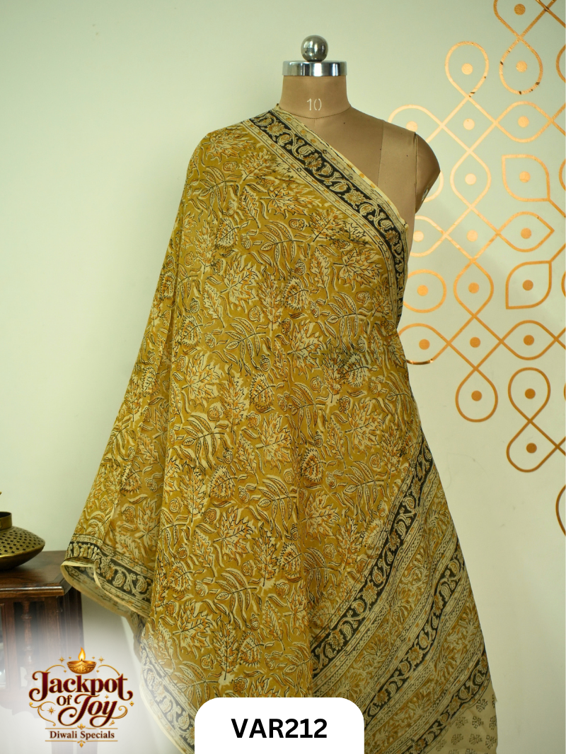 Pure Handblock Kalamkari Duppata