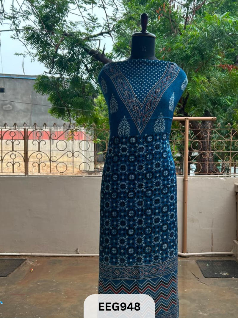 MODAL AJRAKH HANDBLOCK PRINT TOP -2.5MTR