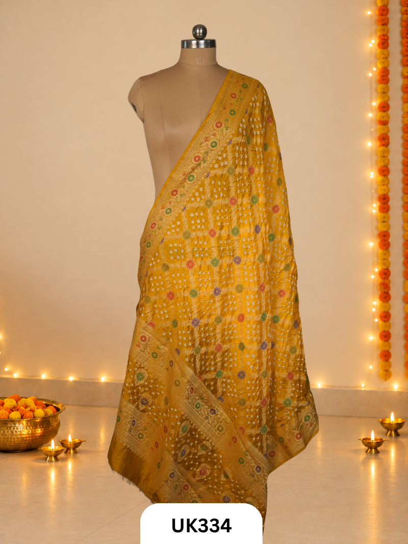 Pure Khadi Georgette With Bandhani Duppatta