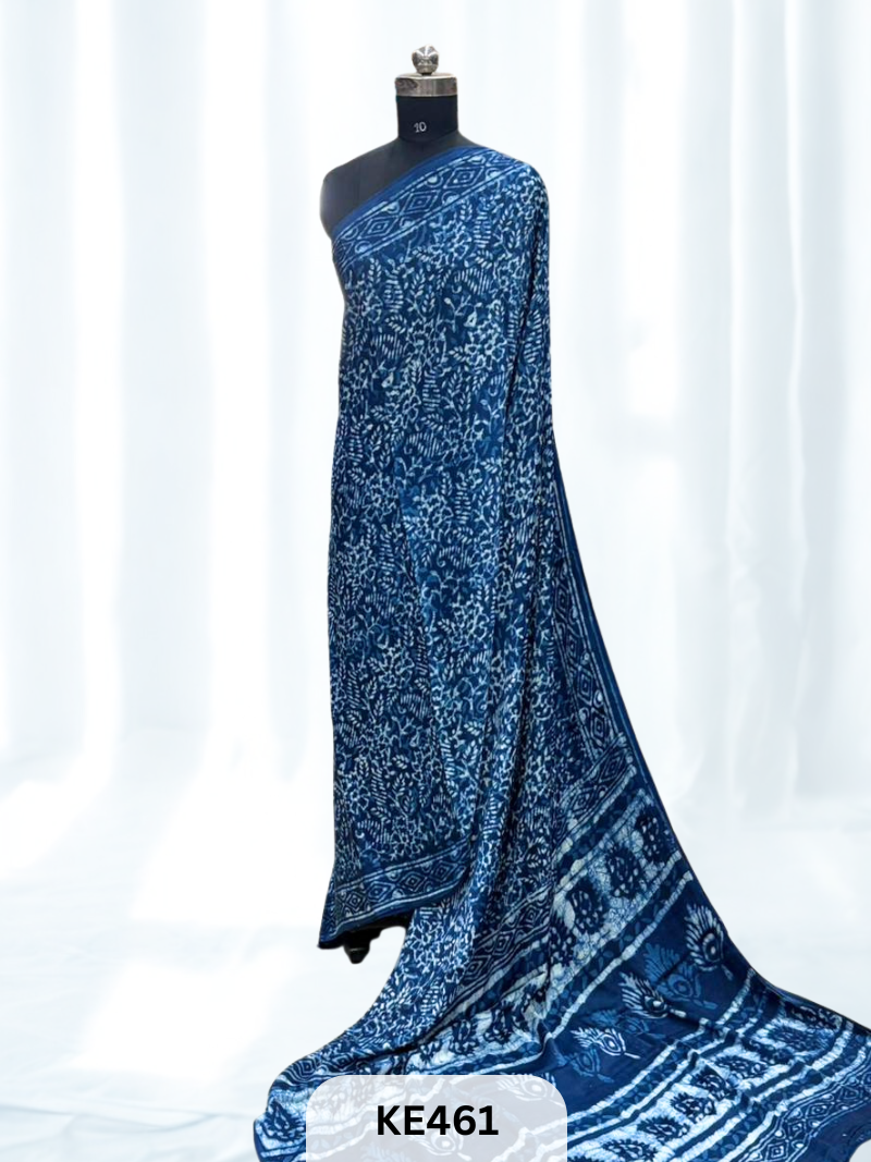 AJRAKH MODAL INDIGO SAREE - SPECIAL DEAL