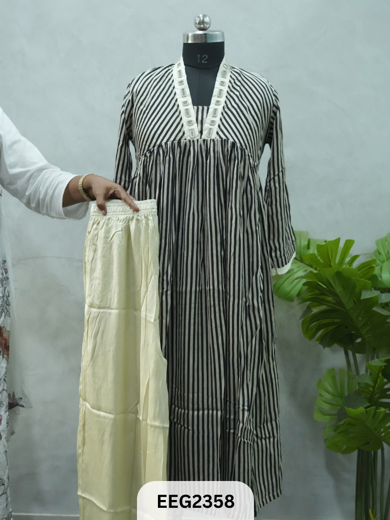 MODAL KUTCH MIRROR WORK WEAR STRIPES