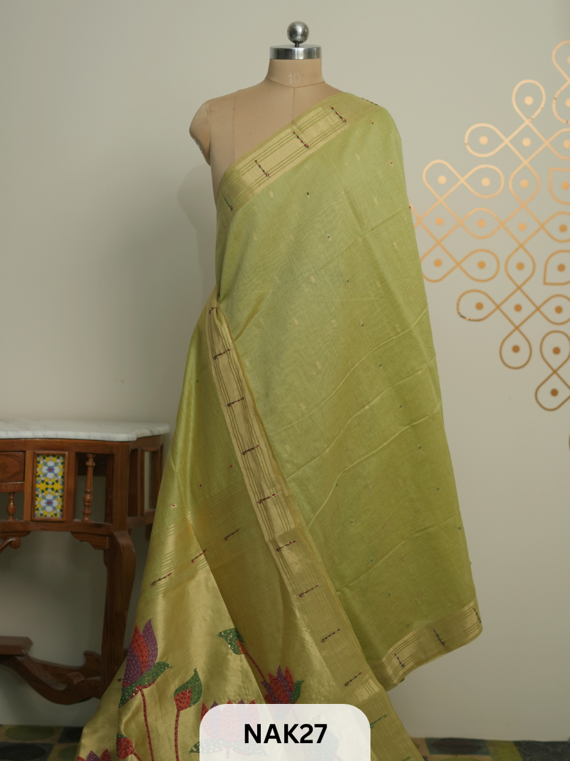 LINEN EMBROIDERY SAREE