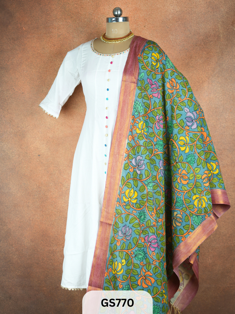 Pen Kalamkari Dupatta (Dupatta only)