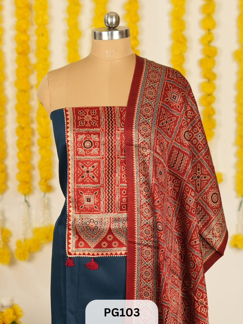 PREMIUM MUSHRU AJARKH SALWAR SUIT