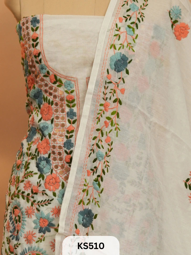 Dupion Chanderi Silk With Hand Kantha Stitch