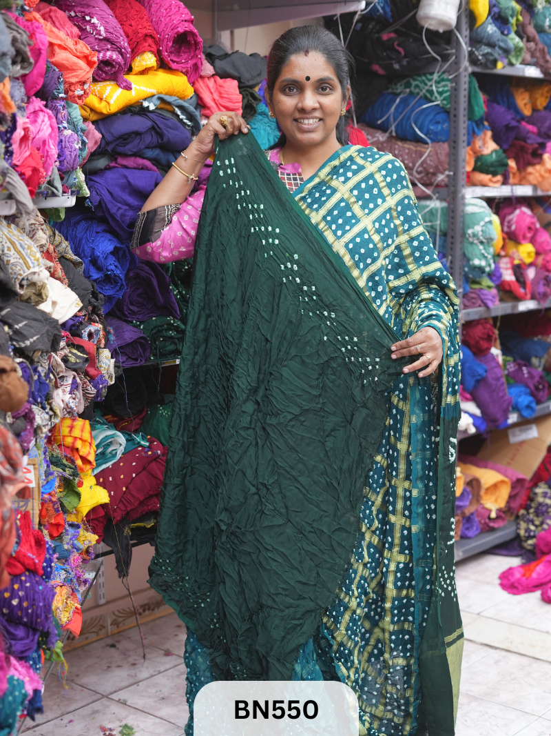 SEMI TISSUE GARCHOLA SAREE WITH LAGDI PATTA - DOUBLE COLOUR