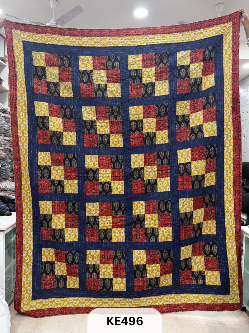 KANTHA APPLIQUE - QULIT BEDSHEET ( 85 X 105 INCH)