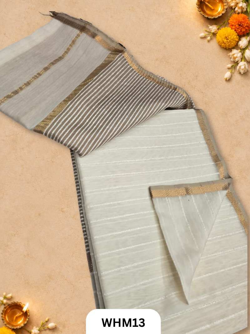 Maheshwari Handloom Jutte Pallu Line Saree