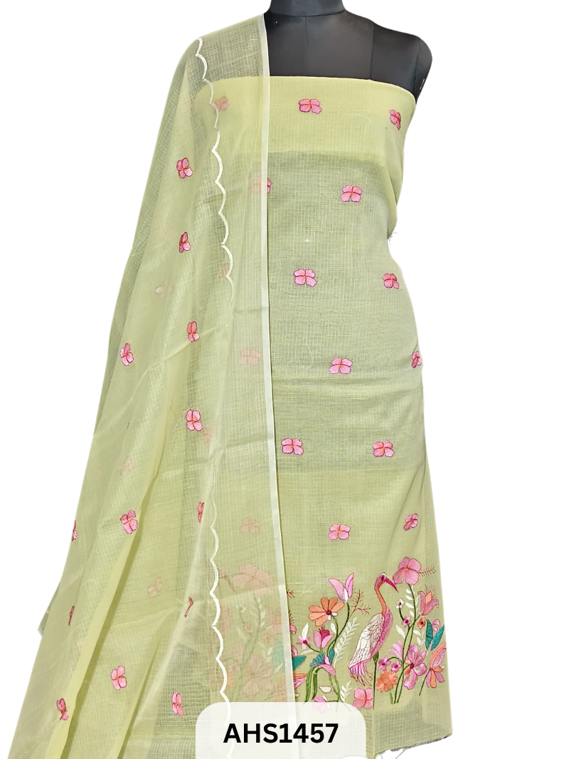 Exclusive Kota Doria Embroidery Work - Top & Dupatta 2.5 Mtr
