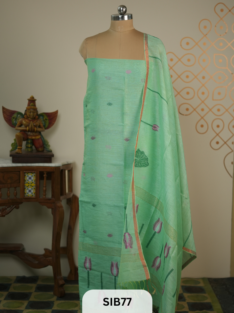 HANDLOOM LINEN JAMDHANI SALWAR | 2 PCS SUIT