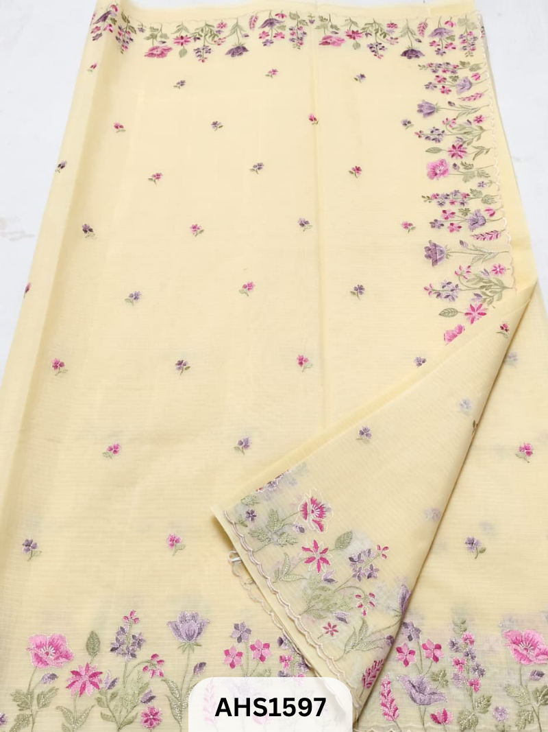 Soft Silk Kota Embroidery Work Saree With Blouse
