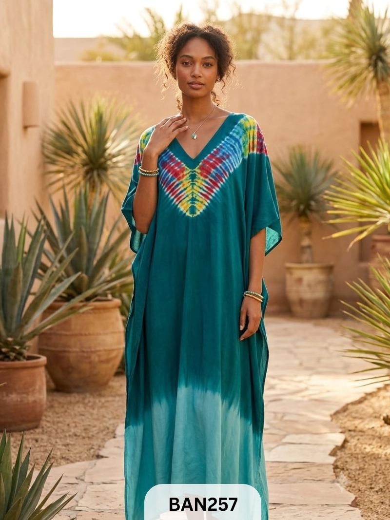 MODAL MULTI COLOUR SHIBORI SHADED UNSTITCHED KAFTAN