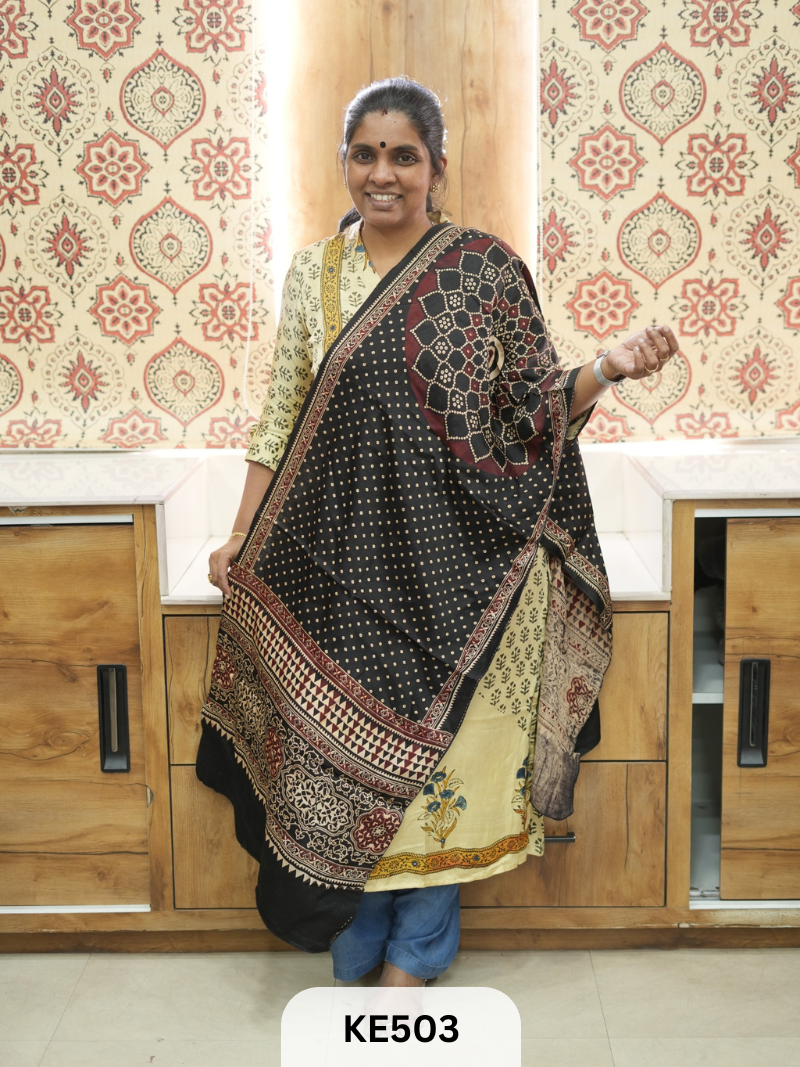 MASHRU HANDBLOCK PRINT STOLE