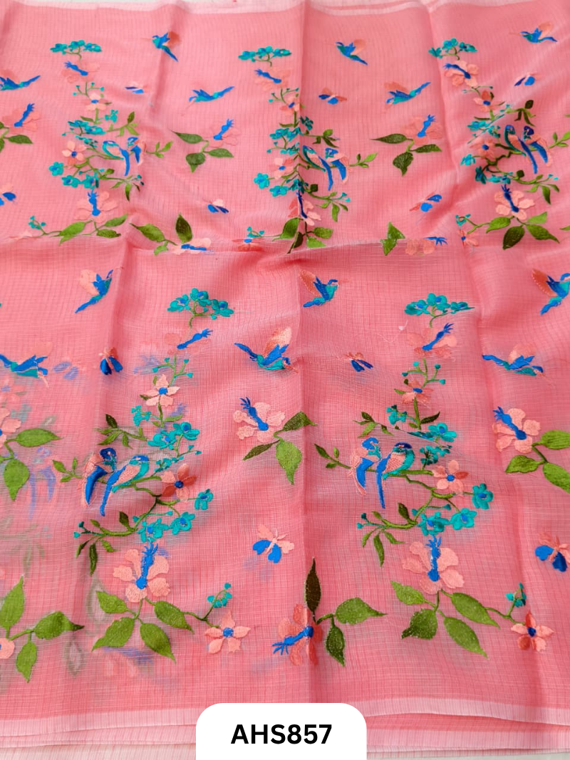 Cotton Kota Embroidery Work Saree